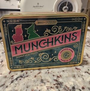 DUNKIN Wicked Munchkins Donut Hole Treats Tin